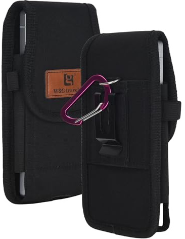 W&G traveler Phone Belt Pouch for Galaxy A57 5G/A37, A56, S26 Ultra, S26+ | Fits Galaxy A36/A35/A25 5G, S25/S24 Ultra, S26 FE, Z Fold8 Ultra; Nylon holster with RFID card slot & pen loop