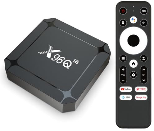 LEFFOT Android 14 TV Box 2025, X96QLite 4K Ultra HD TV Streaming Device, 2GB RAM + 16GB ROM, Smart TV Box con HDR10, Control de Voz, 2.4G y 5G WiFi 6, Ethernet 100M, BT 5.0, RK3518 Quad-Core A53