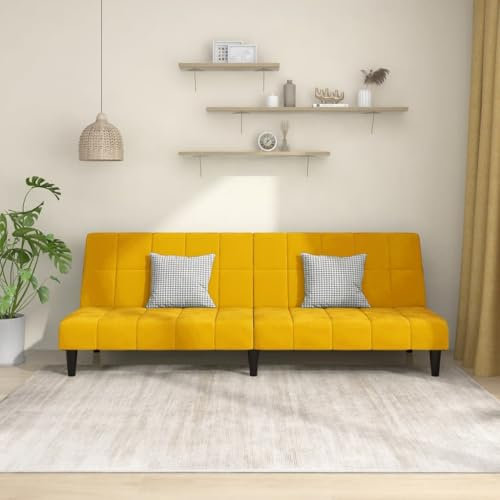 SKM Schlafsofa 2-Sitzer Gelb Samt,Möbel,Sofas,Gelb,23.15KG,375845