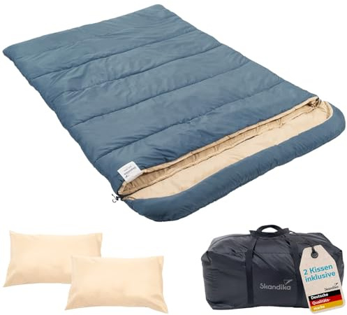 Skandika Doppelschlafsack Oppdal 230 | Deckenschlafsack für Erwachsene, 230 × 160 cm, für 2 Personen, 3 Jahreszeiten, bis 7 °C | kompakt, leicht, rechteckig, warm | Outdoor, Camping, Wandern
