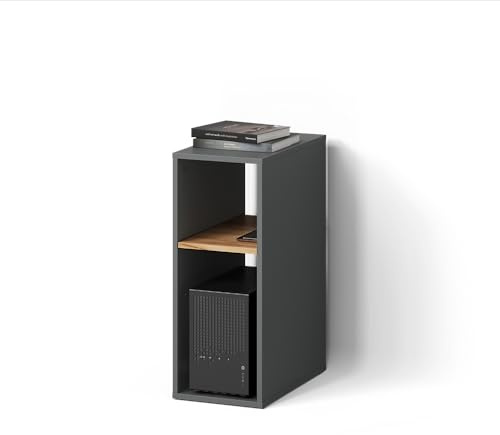 Livinity PC-Schrank Lorena, Anthrazit/Goldkraft Eiche, 28.5 x 72 cm | mit 2 Fächern