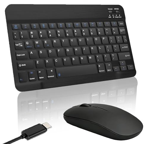 Wireless Keyboard and Mouse Set, Ultra Slim Bluetooth Rechargeable Set, Lag-Free Silent Keyboard and Mouse Combo, Plug & Play UK layout Portable for PC, Laptop, Windows, Mac