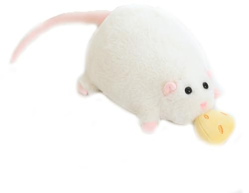 Xiyocadt Maus Plüschtier,Simulation Maus Plüschtier,Niedliche Kuscheltier Puppe,Flauschiges Ratte Stofftier,Rollenspiel Stressabbau,Plüsch Gefüllte Spielzeug für Kinder Jungen und Mädchen (40cm,Weiß)