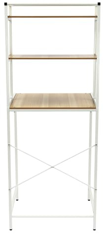 Dofanqing Étagère de rangement pour machine à laver et sèche-linge, étagère peu encombrante, design de cadre de support en X, pieds en caoutchouc réglables, housses de protection, pour salles de bains