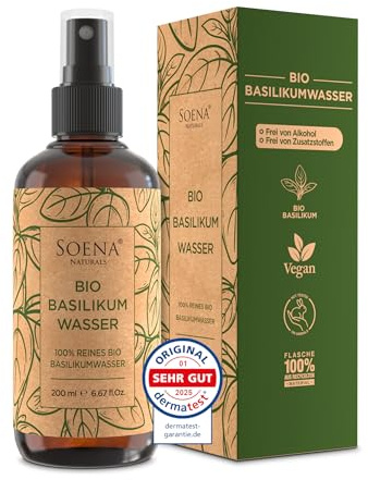 BASILIKUMWASSER - 200ml • Haarkur für dünnes & brüchiges Haar[BIO-ZERTIFIZIERT] • 100% NATURREIN - Aus Echtem Basilikum | Haar-Kur Derma-Test: SEHR GUT