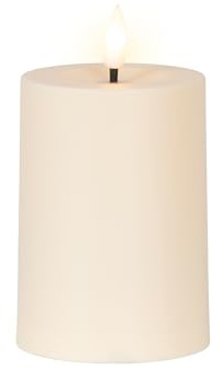 Lumineo Solar LED Kerze Outdoor 7x10cm Kunststoff - Solarkerze Gartendeko für Außen & Garten - Outdoorkerze batteriebetrieben - Dekokerze Stumpenkerze - Creme Warmweiß