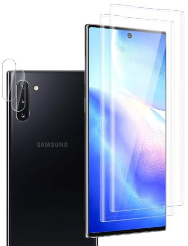 VideoSecu Pellicola protettiva in vetro temperato per Samsung Galaxy Note 10 Plus con protezione della fotocamera, 2 + 2 pezzi 9H impronte digitali ID infrangibile HD trasparente, antigraffio