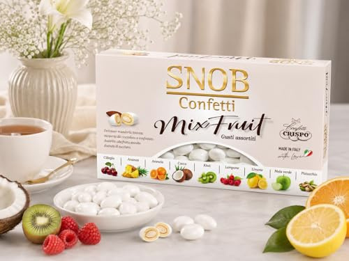 Confetti Snob Mix Fruit Bianco 1Kg Mandorla Tostata Ricoperta Cioccolato Bianco Gusti Assortiti Frutta Ideali Per Confettate Eventi Matrimonio Bomboniere Snack Dolce