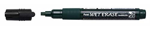 Pentel SMW26-AO Wet Erase Marker, Kreidemarker, Feucht abwischbar, Keilspitze, 1 Stück, Schwarz