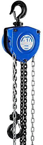 Tractel Manual Chain Hoist | 1 Ton - 2000 lbs Capacity | 40 ft Steel Chain | Industrial-Grade Steel for Construction, Workshops, Garages | Tralift 19723