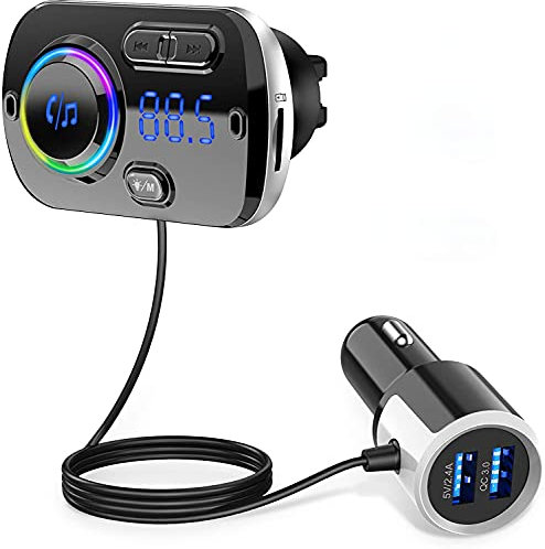 Arestech Transmetteur FM Bluetooth sans Fil pour Voiture, Adaptateur Radio stéréo, appels Mains Libres et Lecteur de Musique avec Chargeur de Voiture USB 2 A