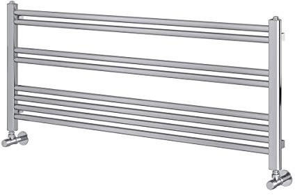 The Bath People 24153 Newark Bathroom Horizontal Heated Ladder Towel Warmer Rail Radiator 500 x 980-Chrome, Chrome