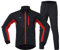 GITVIENAR Fahrrad Trikot Set Winter, Radjacke +Lange Radhose Wasserdicht Winddicht Atmungsaktiv Reflektierend Warm Fleece Fahrradbekleidung Set Radtrikot Herren Damen (Rot, M)