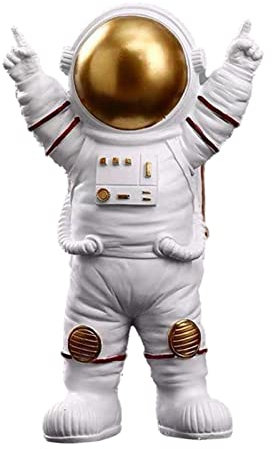 Fenteer Harz Astronaut Figur Statue Skulpturen Weltraum Themen Party Home-Office Schreibtisch Dekoration Spielzeug Kinder Junge Wohnzimmer Schlafzimmer Decor - Gold 15x10x25CM