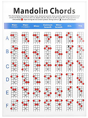 Cersalt Mandolin Chord Notes, 8-String Instrument Charts for Beginners