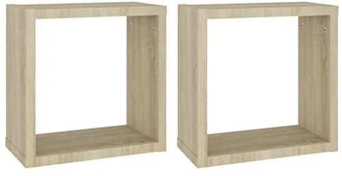 vidaXL Étagères Cube Murales 2 pcs, Supports Suspendus, Tablettes Flottantes, Meubles de Salon Salle de Séjour Maison Intérieur, Chêne Sonoma