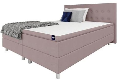 Best for Home Boxspringbett Polsterbett Sawana mit Bonellfederkern-Matratze und Topper Schlafzimmer (Altrosa, 180x200cm)