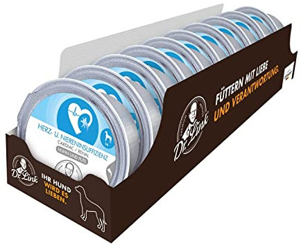 Dr. Link Spezial-Diät Hundefutter für Hunde, Herz & Nieren – Premium Alleinfuttermittel mit Huhn & Pute, Unterstützung der Herz- & Nierenfunktion, Omega-3, hochwertige Proteine – 10x125g Schale