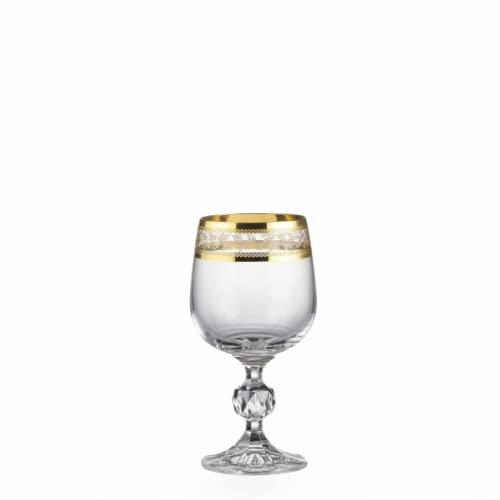 Crystalex Weingläser Rotweingläser Claudia Kristallgläser Gold 190 ml 6er Set Bohemia