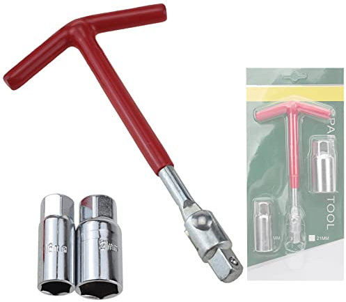 Bilindasly Spark Plug Socket Wrench, T-handle Non-slip Double Universal Joint Spark Plug Handle Socket Wrench 16mm(5/8) and 21mm(13/16) Remover Installer Tool Kit