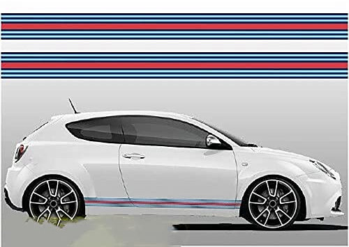 TKGGSF 2 Stück Martini Racing Stripes Vinyl Grafik Aufkleber Giulietta Mito, für Alfa Romeo