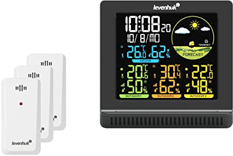 Levenhuk Wezzer PLUS LP40 Wireless Digital Weather Station with 3 Remote Sensors, Thermometer, Hygrometer, Clock and Calendar