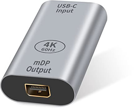 Duttek Adaptateur Mini DisplayPort vers USB C,USB 3.1 USB C Femelle vers Displayport Femelle Prend en Charge 4K@60Hz,Adaptateur USB C vers Mini Displayport Compatible Notebook/Projector/TV/Computer