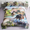 Roscloud Dinosaurier-Bettwäsche-Set für Kinder, Doppelbettgröße, Dinosaurier-Bettwäsche-Set – 2-teiliges 3D-T-Rex-Triceratops, Tanystropheus, wilder Dinosaurier-Bettwäsche (1 x Bettdecke)