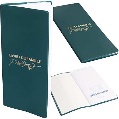 Protege Livret de Famille-étui Protection Carnet Impression Dorée PVC Gomme Expansé Poches Transparentes Cristal Ref 120 microns-Cadeau Pochette-Format Standard 104x215 mm Vert Bouteille