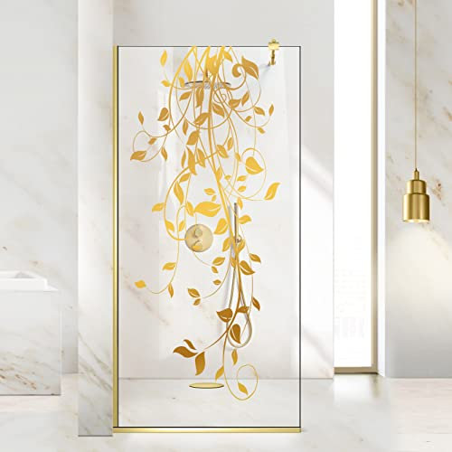 Aqua Roy Gold Paroi de douche en verre transparent de 8 mm avec revêtement nano sablé 120 x 195 cm