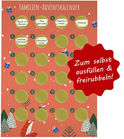 Adventskalender zum rubbeln und selbst schreiben - Rubbeladventskalender für die ganze Familie - A4 Rubbelkalender - Weihnachtskalender