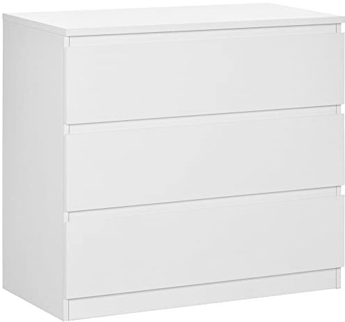 HOMCOM Chest of Drawers, 3-Drawer Storage Organiser Unit for Bedroom, Living Room, White