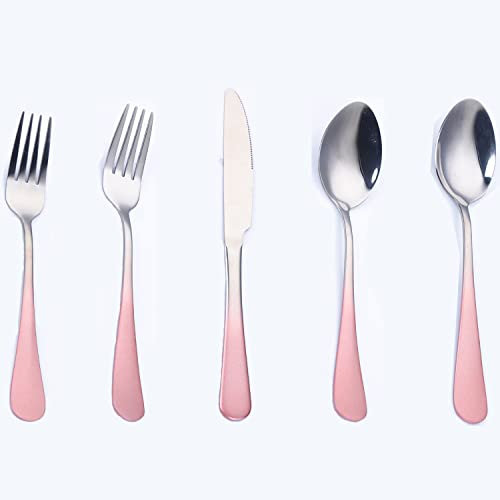 Ensemble d'argenterie rose à changement progressif for 24 couverts de cuisine, mariage, restaurant, ustensiles de table, Saint-Valentin, nouvel an, comprend un couteau, une cuillère, une fourchette et