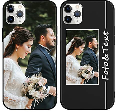 Yoedge Personalisierte Handyhülle für Apple iPhone 11 Pro MAX Hülle Personalisiert 6,5 Selbst Gestalten mit Eigenem Foto Bild Text Individuelle Schutzhülle Schwarz Cover für iPhone 11 Pro MAX Case