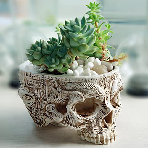SMELEYOU Tiestos para Plantas, Planta Maceta, macetas de Flores, plantador de Calavera Resina Skeleton Flower Pot jardín Suculento para Decoraciones de Escritorio de Oficina en casa