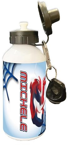Generico Borraccia in Alluminio acciaio 500 ml PERSONALIZZATA con nome UOMO RAGNO, ideale per Scuola dell'Infanzia Elementare Tempo Libero Sport, adatta ai Bambini