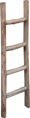 Biscottini Scaletta porta asciugamani bagno 100x7x28 - Scala Decorativa in Legno - Scala portasciugamani in Bambu - Scaletta legno appendi asciugamani - Portasciugamani da parete in Metallo