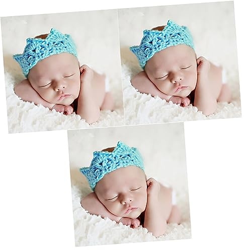 Mikikit 3-teilige Baby-strickmütze Für Fotoshootings Handgefertigt Gehäkelt Wollgarn 34–40 cm Universelle Passform 0–6 Monate Babyparty Neugeborenenfotografie