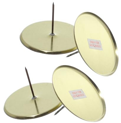 Adventskranzstecker ohne Dorn kerzenhalter für Adventskranz Adventskerzenhalter Stumpenkerzen Halter Kerezenteller Metall H: 4,5cm D: 8cm 4er Set (Gold)