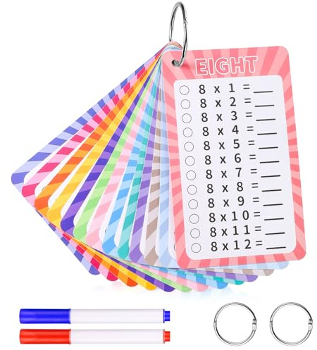 13 Pcs Multiplication Flashcards 0-12, Times Table Flash Cards Multiplication Chart Multiplications Game Math Flashcards for 1st to 3rd Grades