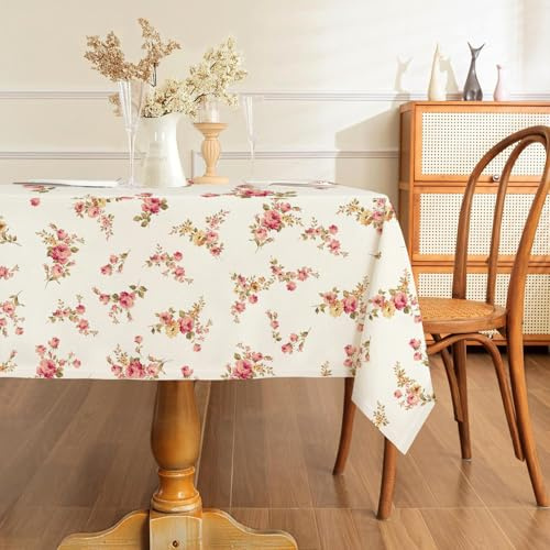 AIBIIN Rectangle Floral Tablecloth Spill-Proof and Wipe-Clean Polyester Fabric Table Cover for Dining, Kitchen, Party, Wedding 152x213cm
