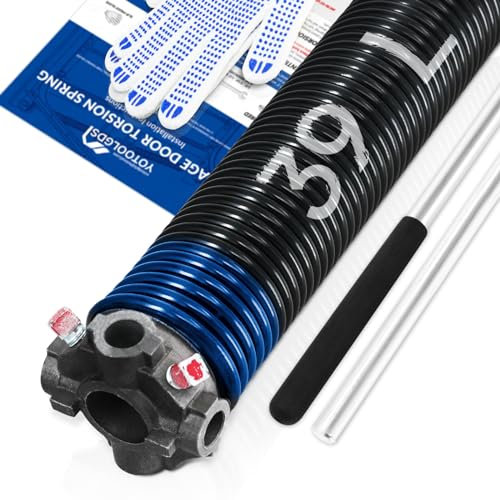 YoToolGDS Garagentor-Torsionsfeder für Linkshänder, 5,1 cm, mit rutschfesten Wickelstangen und Handschuhen, hochpräzise Elektrophorese, schwarz beschichtet, für Ersatz, min. 16.000 Zyklen (0,62 x 5,1