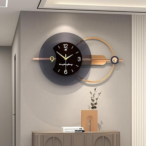 Black and Gold Wall Clock, 80cm*30cm*,Decorative Wall Clocks For Living Room,Silent Non-Ticking, Vintage & Modern Style