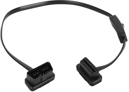 OBDII Verlängerungskabel, 16 Poliges OBD2 Diagnose Kabel, Auto Konvertierungsadapter Autokabel mit Schalter Draht Flach OBDII Flachbandkabel Diagnose Extender Adapter Stecker für Autoausrüstung