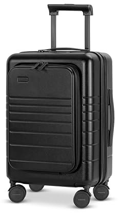 ETERNITIVE - Valise Cabine | Bagage a Main en Polycarbonate & ABS | Taille: 54 x 34 x 23,5 cm 33L | Port USB-C et USB-A | Valise Rigide avec Serrure TSA | Valise a Roulette 360° | Noir