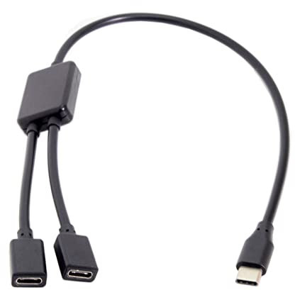 Maxtonser USB C Male to Dual USB C Female Splitter Hub Convter Adapter Cable Connector for USB C PD Charger Powerbanks Laptop PC,Data Cable