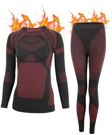 KENEGX Thermal Underwear Set Womens，Ski Base Layers Women Set, Quick Dry Thermal Underlayer，Ladies Thermal Clothing & Leggings for Running Skiing Cycling Workout