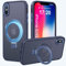 PuyaTeya Magnetic Stand for iPhone XS/X Case, Compatible with Mag-Safe, Military Drop Protection, Anti-scratch/fingerprint Translucent Matte iPhone XS/X Phone Case(Dark Blue)
