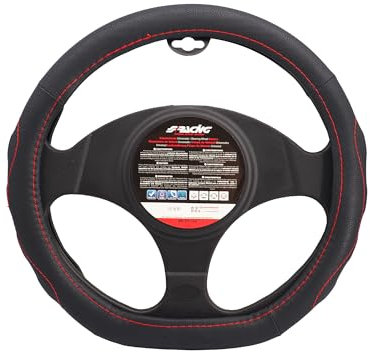 Simoni Racing Lenkradbezug Compe Small - Schwarz Ökoleder + Rote Nähte - 35-37cm
