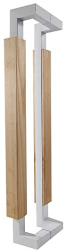 Sliding Barn Door Handle,Shower Pull Push Door Handles,Retro Barn Glass Door Pull Handle,Commercial Entry Push Pull Bar Handles Set,Double Sided Interior & Exterior Square Sliding Pulls Plate(White,12